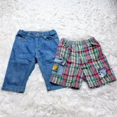 ミキハウス アニエスベー ハーフパンツ 110cm 半ズボン チェック柄 デニム