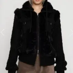 即日発送！LAGUA GEM CABLE KNIT FAUX FUR ブルゾン