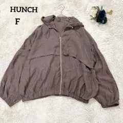 【ハンチ】HUNCHフード付きライトアウターブルゾンジップアップモカブラウンF