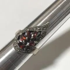 16号　 ヴィンテージ　マーカサイト　ガーネット　シルバーリング　指輪