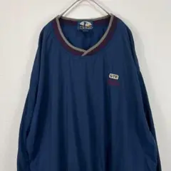 USA古着 90s GTE ナイロンプルオーバー 刺繍 ネイビー ゴルフ