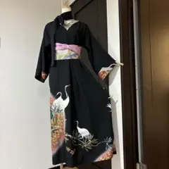 彩　着物リメイク♪ 鶴柄留袖からタックワンピース❣️