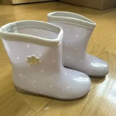 キッズ レインブーツ 花柄 ドット柄 パープルのサムネイル