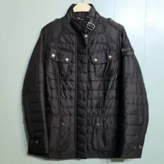 Barbour キルティングジャケット 中綿 黒 チンストラップ ライトダウン