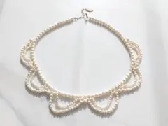 ストロベリーフィールズ　パール風ネックレス　つけ襟　2連　波型　結婚式