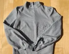 ハイネックチェック柄長袖シャツ Sサイズ