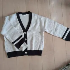 GUニットカーディガン ホワイト×ブラック