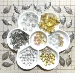 ☆座金アソート140個セット☆透かしパーツ つまみ細工 花芯 花座