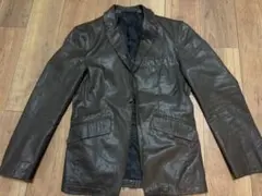 ダークブラウン レザー風ジャケット Mサイズ