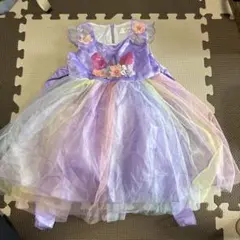 紫色 花飾り付き ユニコーン風　フリルドレス