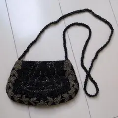 バック　ビーズバック　アジアンテイスト　黒　パーティーバック