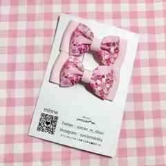 【すぐ発送可能】 リボン ヘアクリップ ハンドメイド 桜 さくら 和柄 キッズ