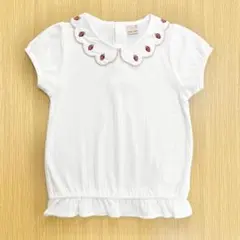 プティマイン　いちご　襟　半袖　Tシャツ 白　夏物　120