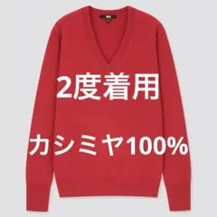 2度着用 UNIQLO カシミヤ100% Vネックニットセーター