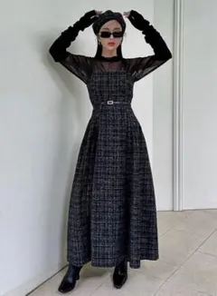 eimy istoire ツイードタック フレアキャミワンピース