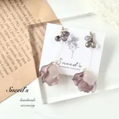 ▪花びらチャーム×ドロップビーズピアス×イヤリング