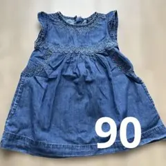 babyGap デニム刺繍フレアワンピース 18-24ヶ月