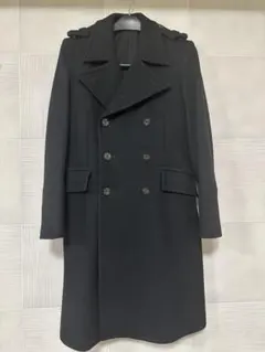 デザインワークス　ウール100% ダブルブレスト チェスターコート　ブラック