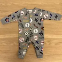 MLB 総柄 ロンパース グレー×70cm