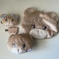 mikko フェイスポーチ フェイスマスコット 前髪クリップ ラテ 4点セット