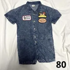 しまむら littc ディズニー デニム ロンパース　80cm ミッキー　ミニー