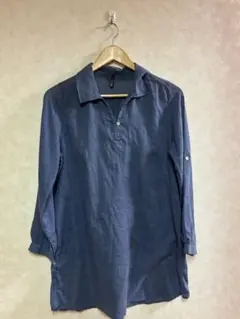 ネイビー 長袖 ロングブラウス