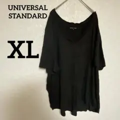 1点物✨海外古着❣ブラック 黒 Vネック チュニック XL 無地 体型カバー