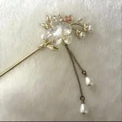 美品　かんざし　簪　ゴールド　お花　浴衣　レディース　ヘアアクセサリー　髪飾り