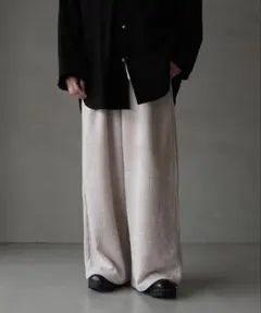 25ss ancellm CUT STRIPE EASY SLACKS ブラック - メルカリ