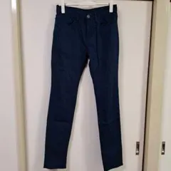 GUストレッチスリムパンツ ストライプネイビー