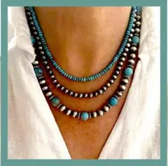 ネックレス ターコイズ風メンズ レディース シルバー ナバホ族 エスニック