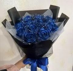 11本ブルーバラブーケ　プレゼント お祝い 枯れない花 永生薔薇　特別な人へ