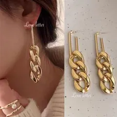 No.40A フープチェーン2wayピアス ゴールド 韓国 地雷パンク KPOP