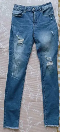 ダメージ加工スキニージーンズ Sサイズ