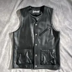 極美品　Schott ライダース ラムレザーベスト ショット ジャケット　黒　S