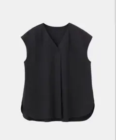 プラステ PLST グロスジャージーVネックTシャツ 接触冷感 ブラック Sのサムネイル