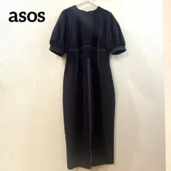 asos エイソス　ステッチ　ボリュームスリーブワンピース
