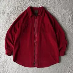 90s ST.JOHN'S BAY コーズ ベロア シャツ ジャケット XL 赤