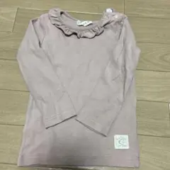 くすみピンク フリル襟 長袖カットソー 90cm