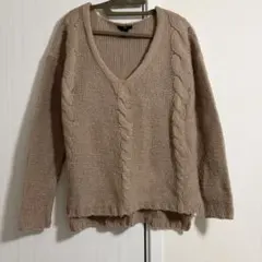 H&M エイチアンドエム ヘム ケーブルニット セーター Vネック ベージュ