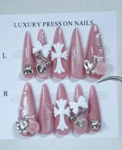 現品】ワンホン 韓国 ネイルチップ クロムネイル ギャル ピンク