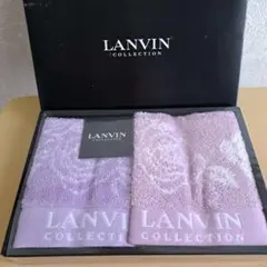 新品未使用ギフト品 LANVIN タオルハンカチ ハンドタオル 2枚 ローズ