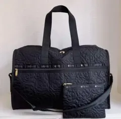 新品　LeSportsac レスポートサック　ボストンバッグ　黒　花柄