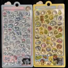 ボンボンドロップシール　うるちゅる　うさぎ　水色　シマエナガ　鳥2枚セット