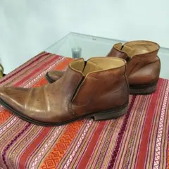 イタリア製　ブラウンレザー サイドゴアブーツ