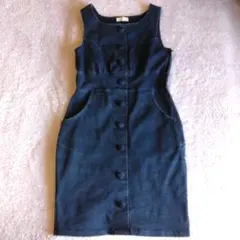 titty＆co. ダークデニム ノースリーブ タイトミニワンピース S