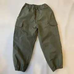 GU 男女兼用ワイドカーゴジョガーパンツ 120cm オリーブ