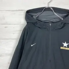 【ナイキ】ナイロンパーカー☆2XL☆スウッシュ刺繍☆黒☆ハーフジップ