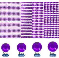 キラキラ✨ ラインストーンシール 4サイズセット 紫 デコシール 推し活 DIY