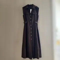ZARA リネン ブラウン シャツワンピース S
